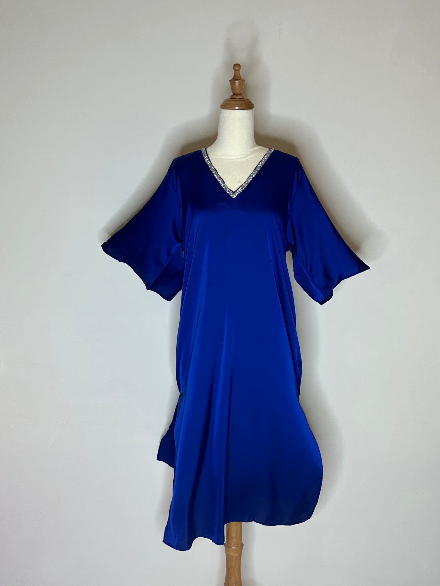 Silky Midi Dress with Side Pockets