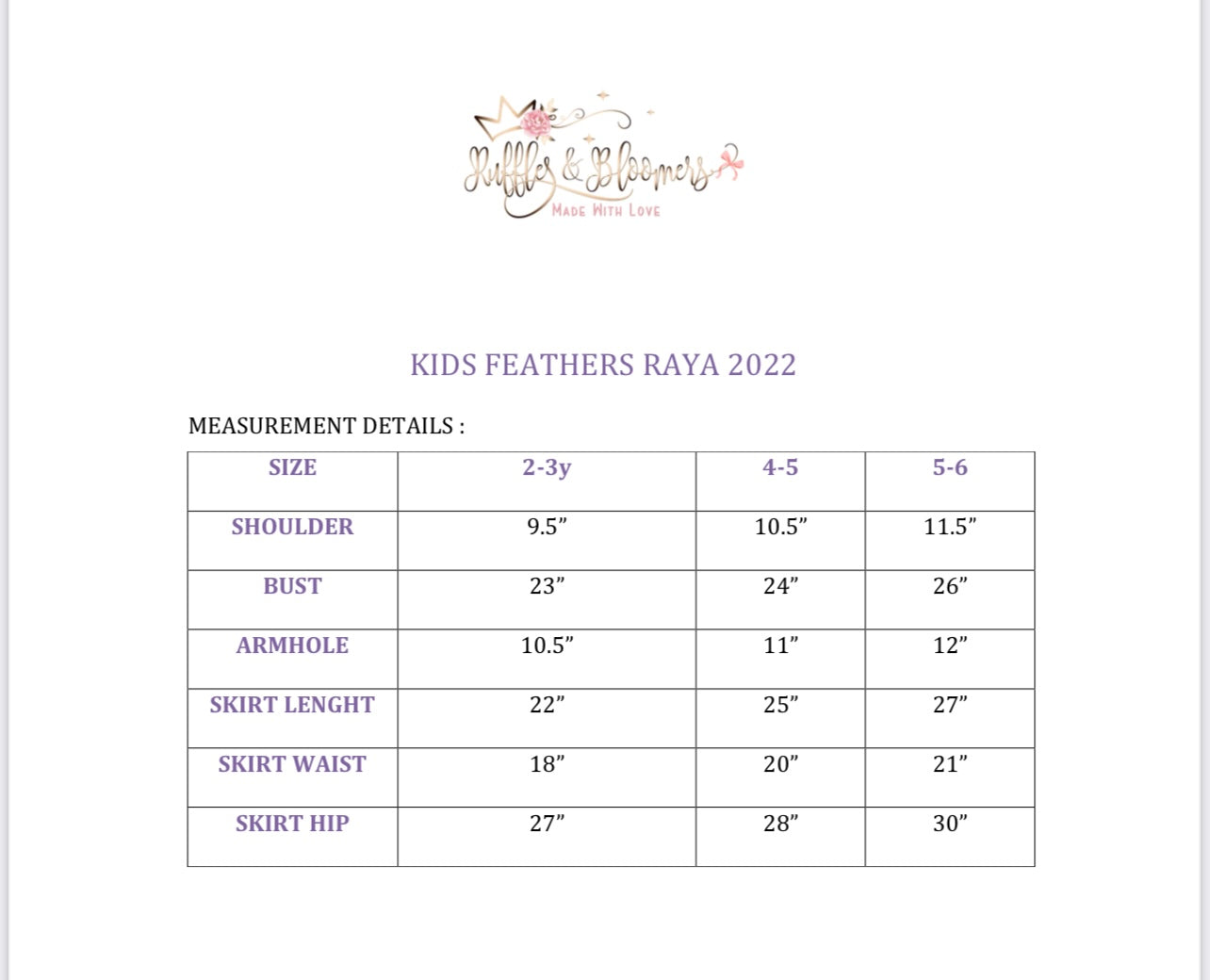 Plain Kids Baju Kurung Feathers