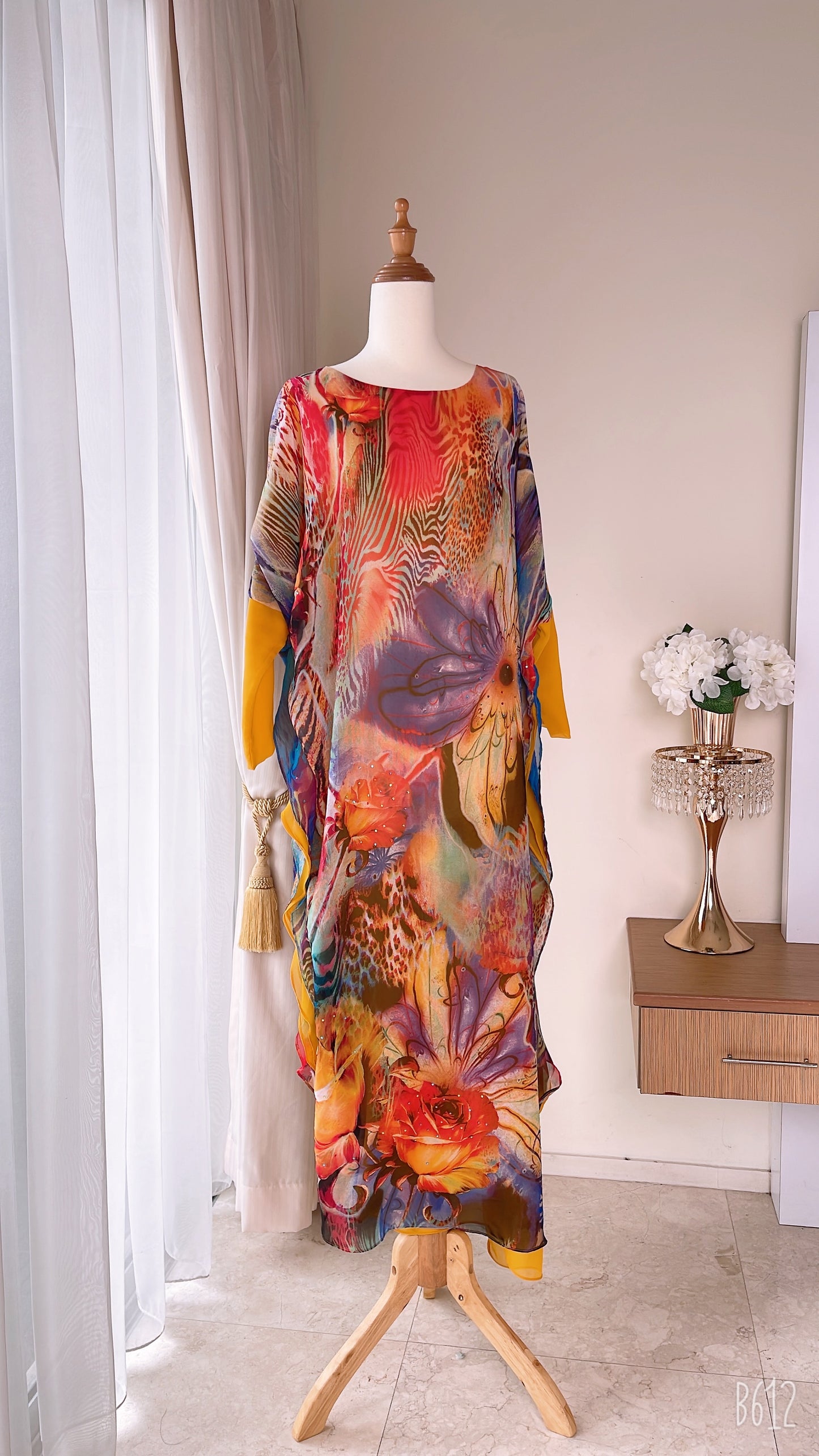 Double Layers Chiffon Silk Caftan