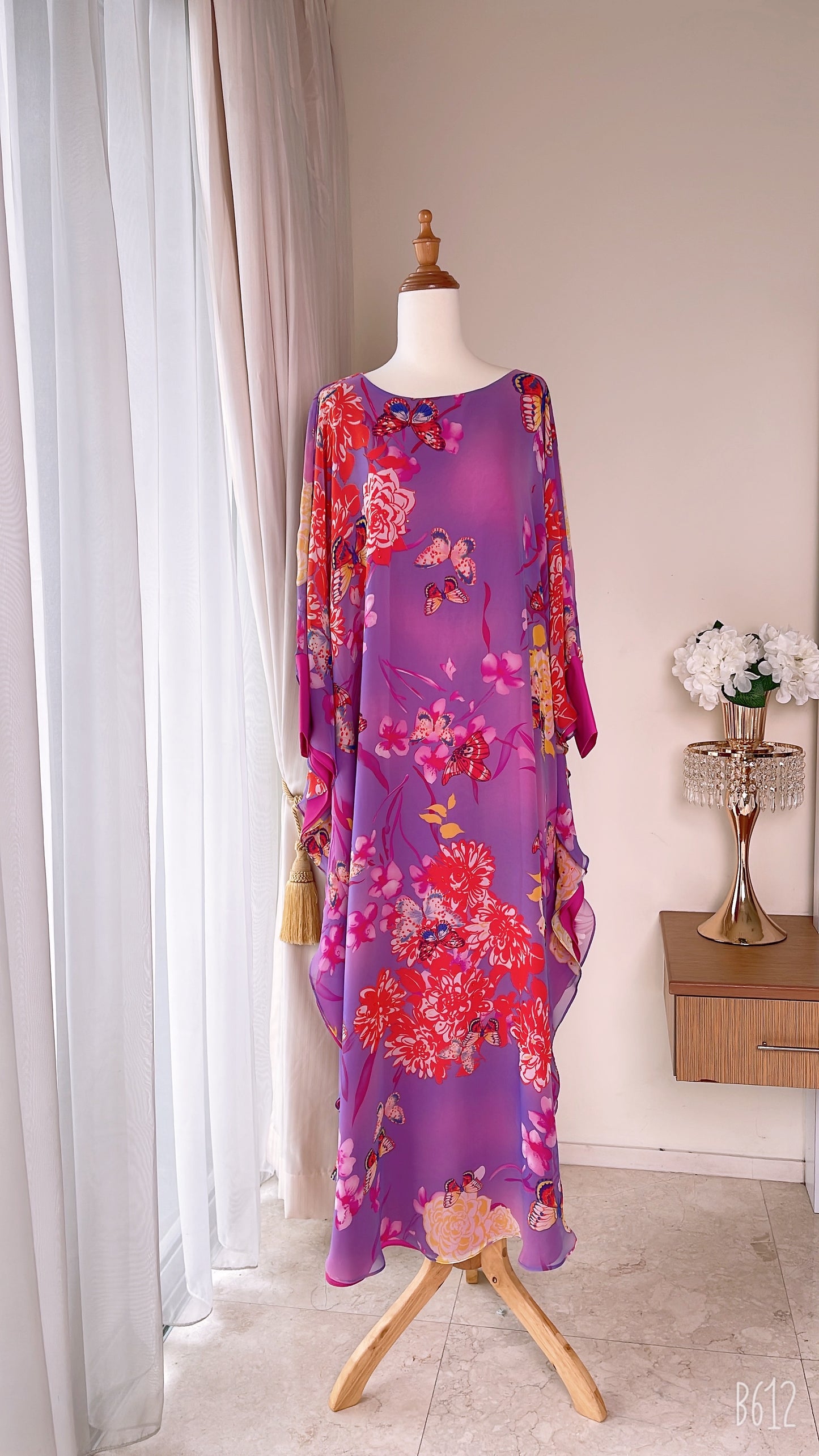 Double Layers Chiffon Silk Caftan