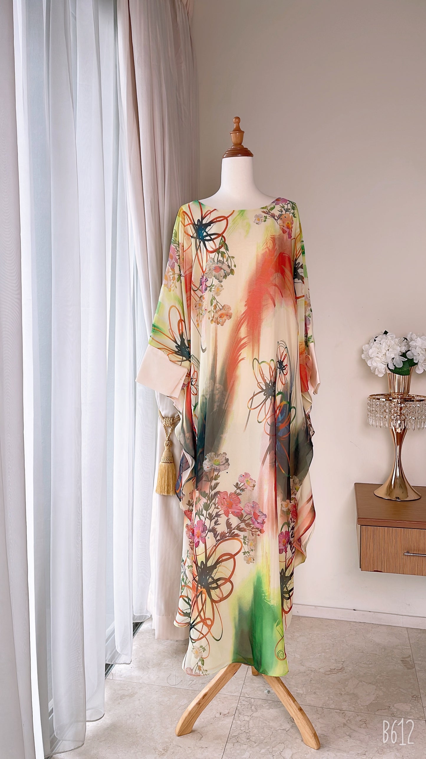 Double Layers Chiffon Silk Caftan