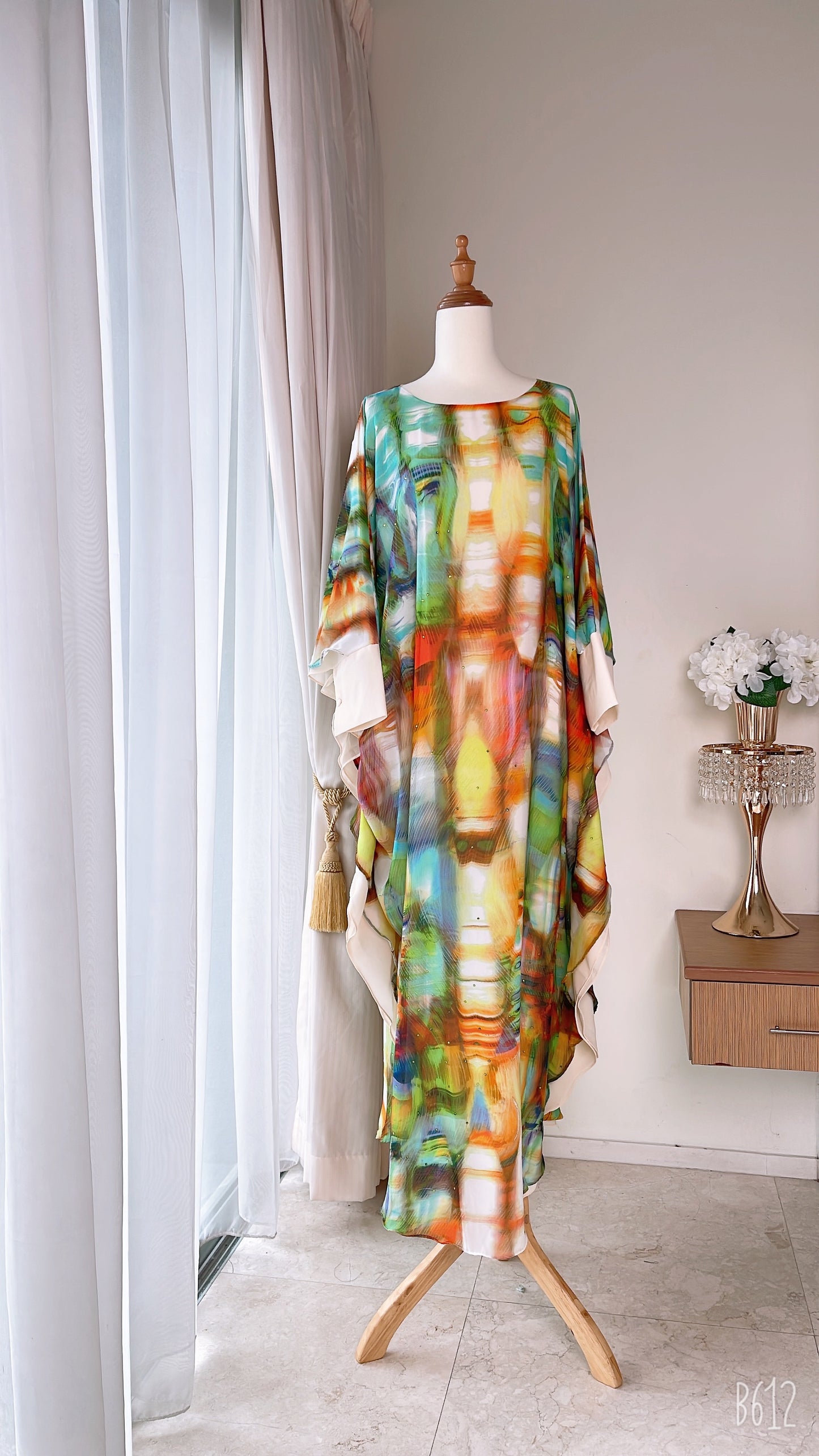 Double Layers Chiffon Silk Caftan