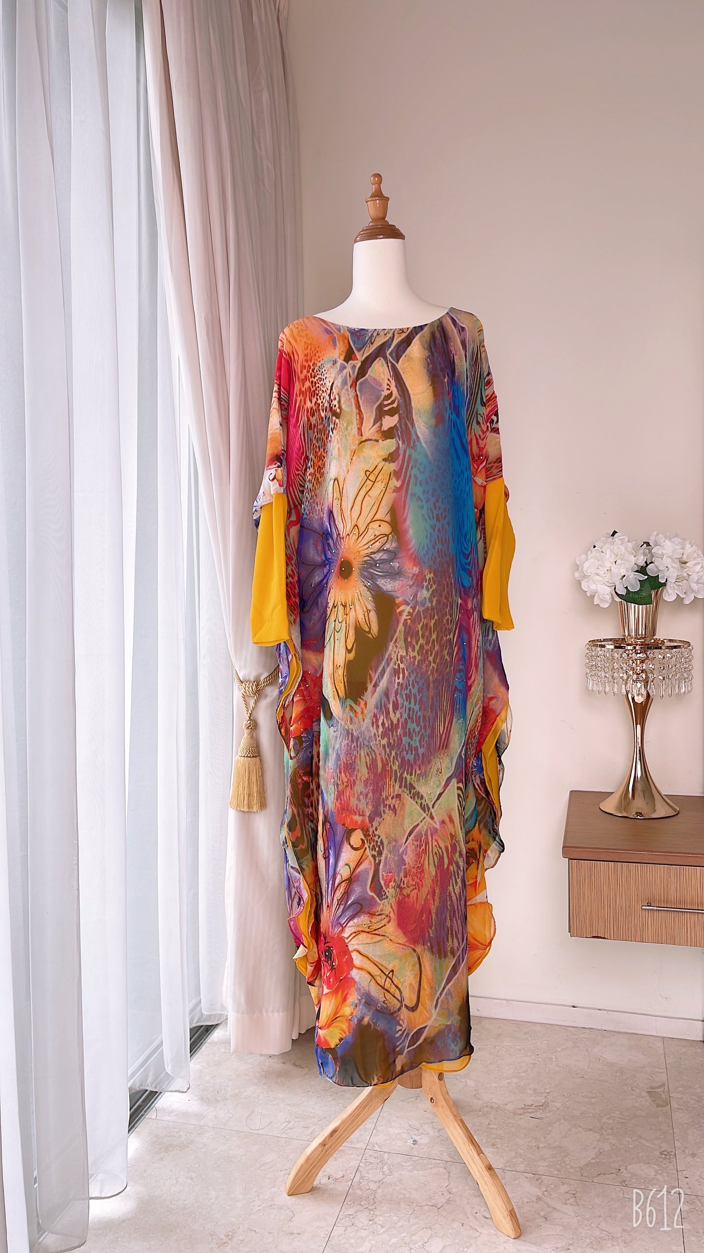 Double Layers Chiffon Silk Caftan