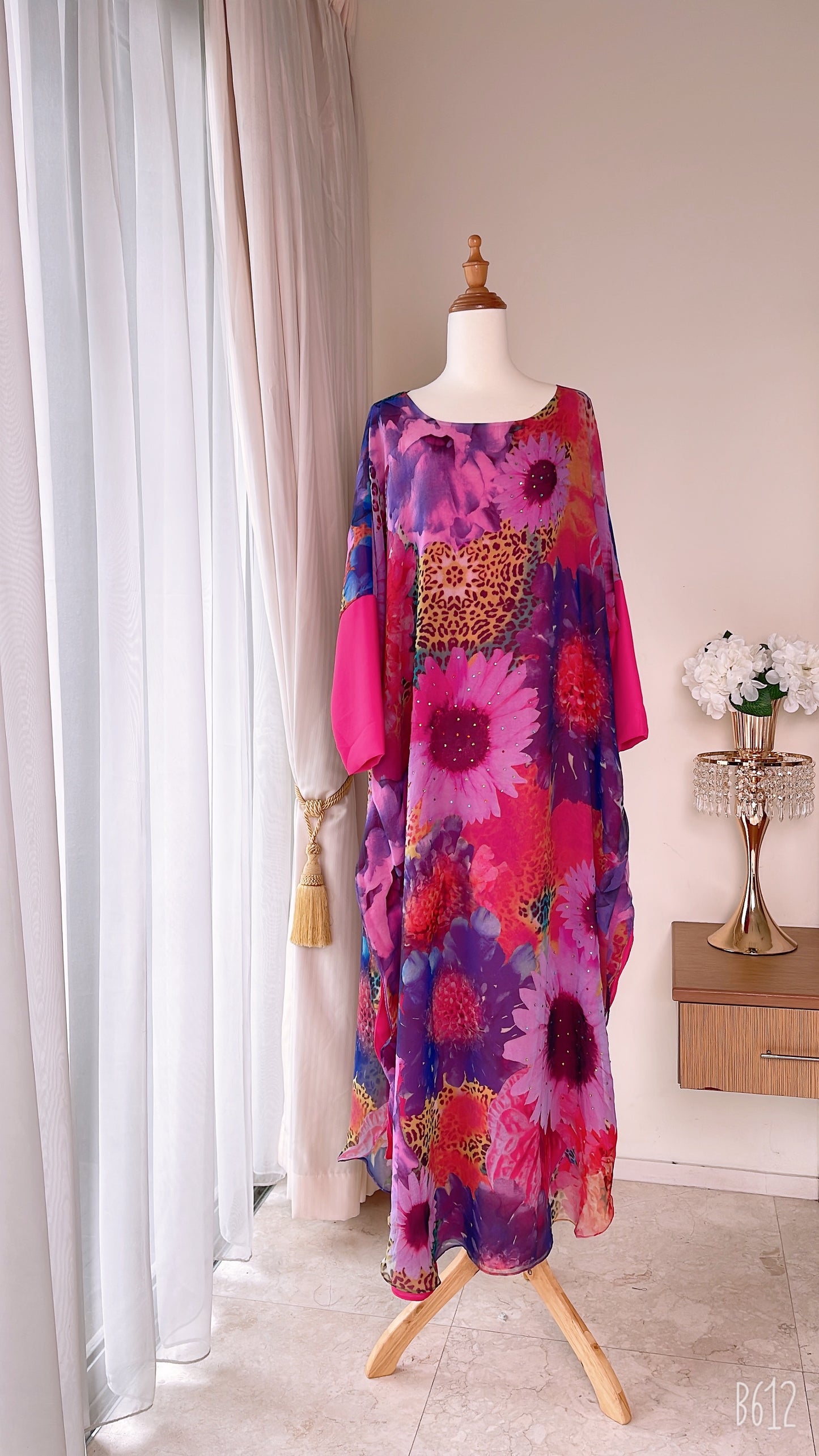 Double Layers Chiffon Silk Caftan