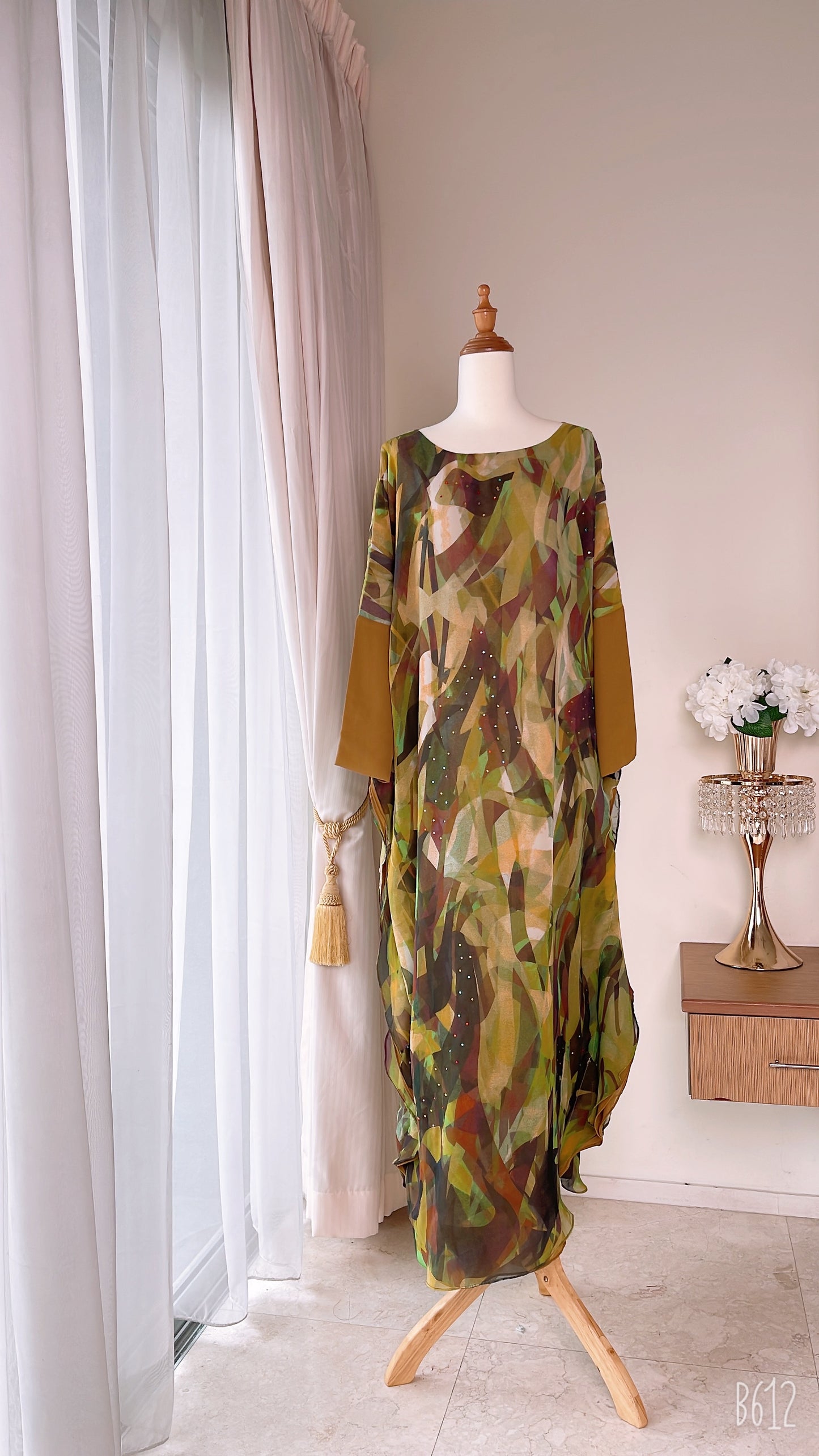 Double Layers Chiffon Silk Caftan