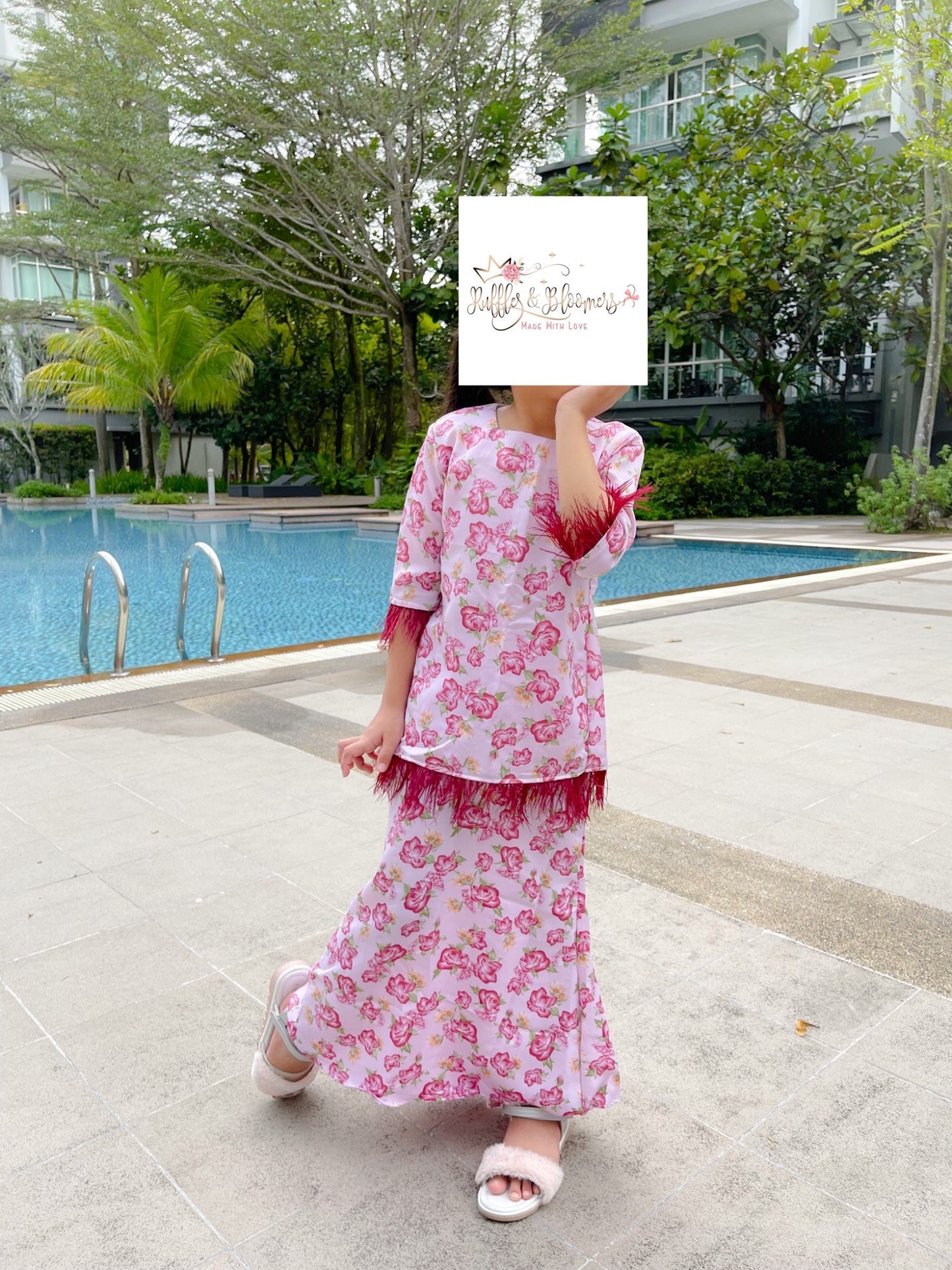 Plain Kids Baju Kurung Feathers